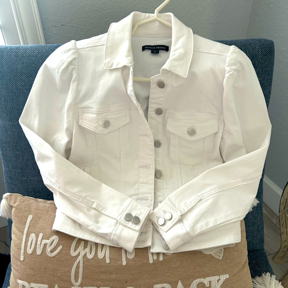 Boston Proper White Jean Jacket